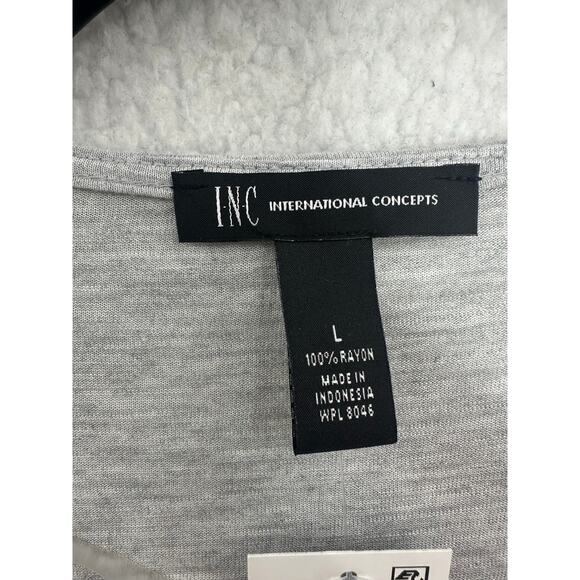 INC International Concepts Peasant Top, Heather Belle Grey, Size Large - Picture 2 of 7